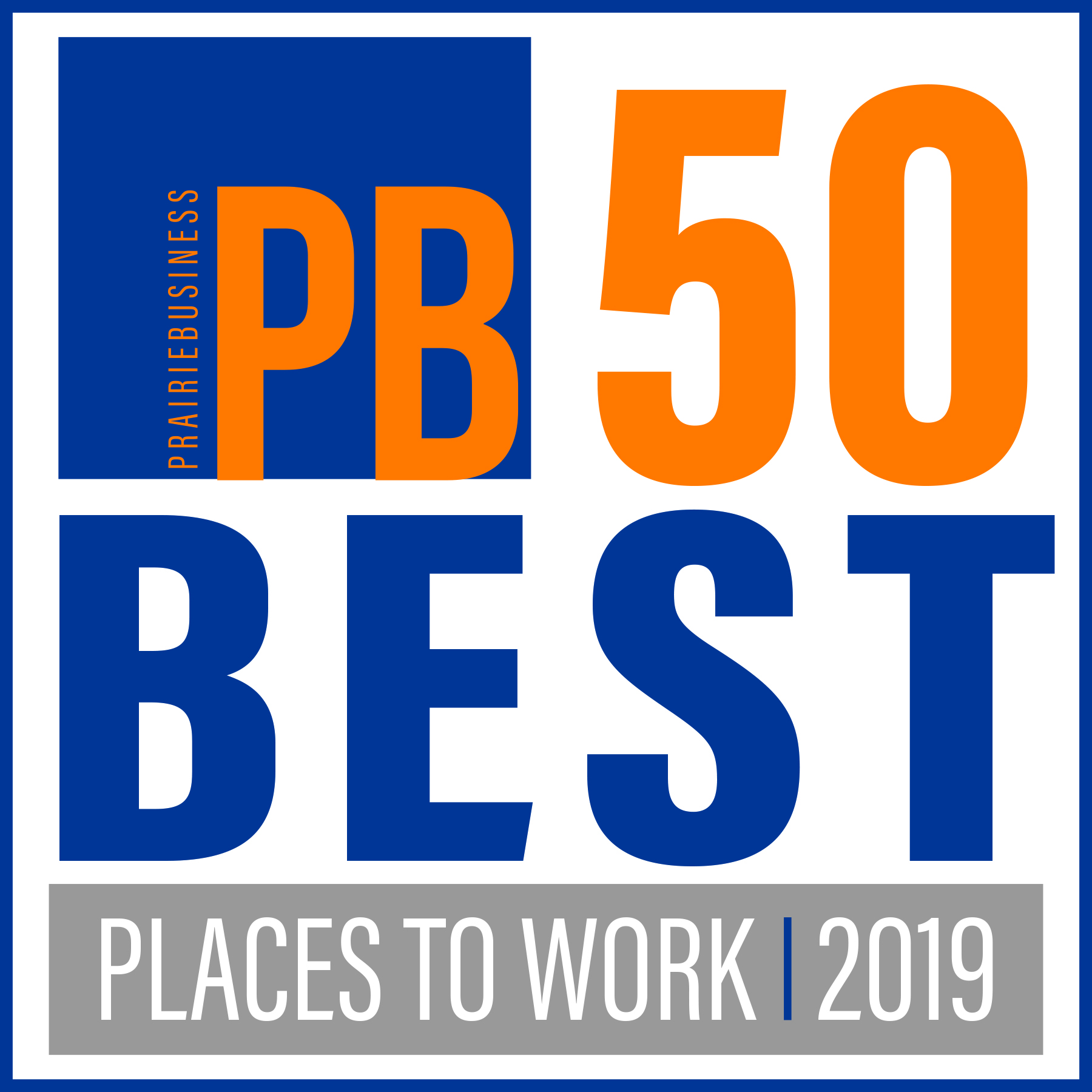 Logo for Prairie Business Magazine best places to work for the year 2019
